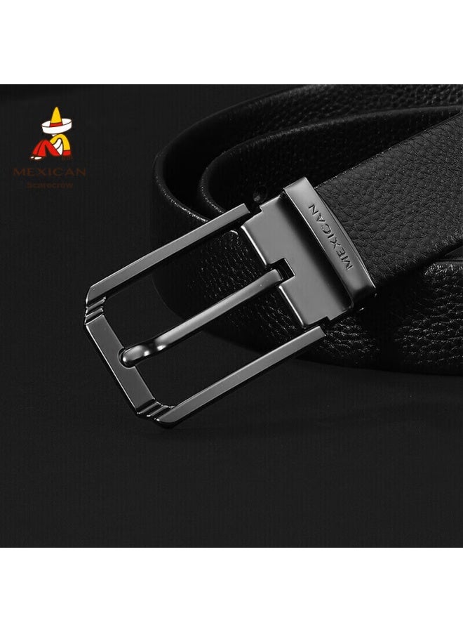 Scarecrow Men's Belt, Pin Buckle, Genuine Top-grain Leather, Business Waistband, Casual Trouser Belt, Qixi Valentine's Day Gift For Boyfriend - Image 2