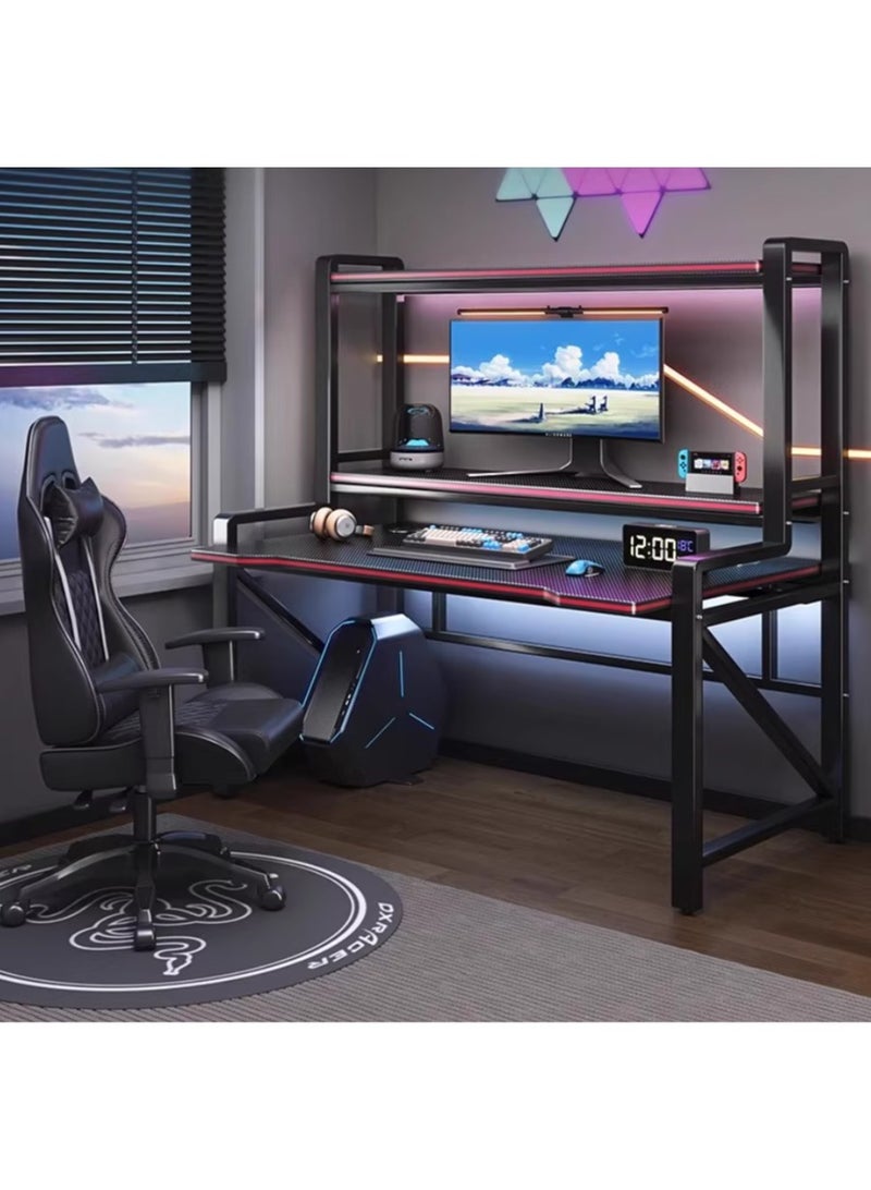 تشولوفز مكتب ألعاب وحاسوب بهيكل ثلاثي الطبقات بطول 118 سم - طاولة مريحة للمكتب المنزلي والدراسة، تتميز بألواح سميكة وإطار فولاذي متين، مثالية للدراسة واللعب. - Image 1