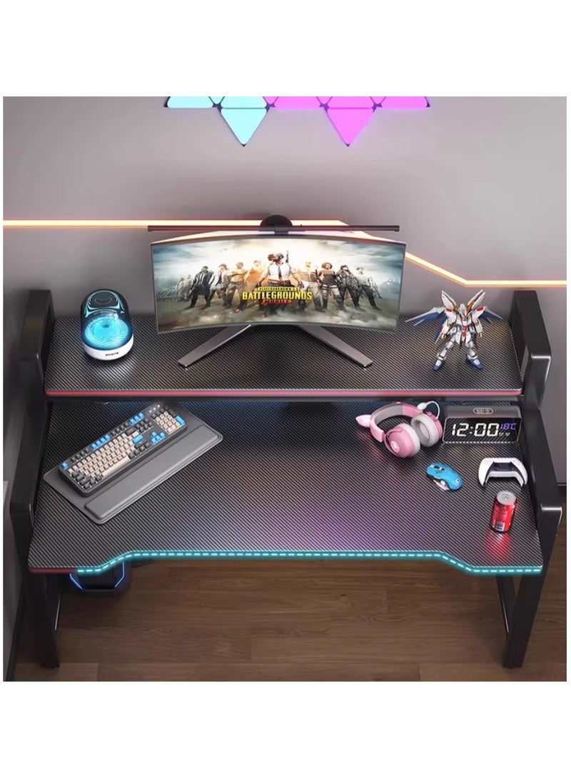 تشولوفز مكتب ألعاب وحاسوب بهيكل ثلاثي الطبقات بطول 118 سم - طاولة مريحة للمكتب المنزلي والدراسة، تتميز بألواح سميكة وإطار فولاذي متين، مثالية للدراسة واللعب. - Image 2