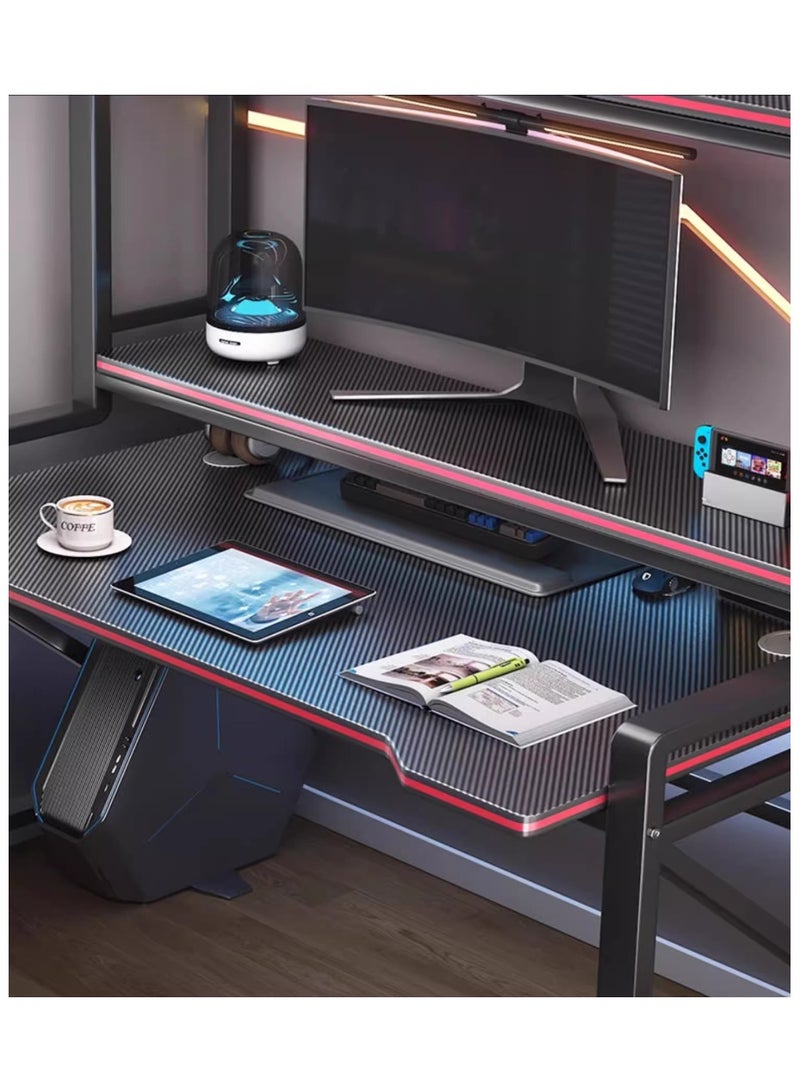 تشولوفز مكتب ألعاب وحاسوب بهيكل ثلاثي الطبقات بطول 118 سم - طاولة مريحة للمكتب المنزلي والدراسة، تتميز بألواح سميكة وإطار فولاذي متين، مثالية للدراسة واللعب. - Image 5