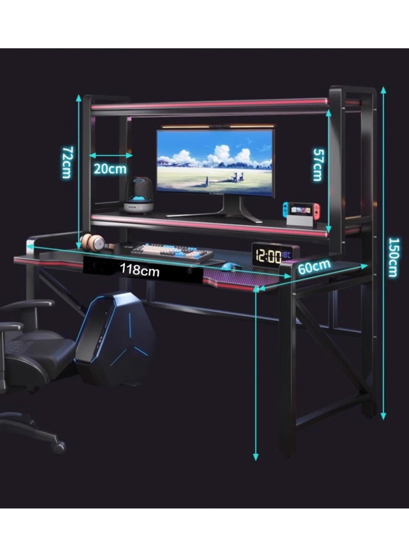 تشولوفز مكتب ألعاب وحاسوب بهيكل ثلاثي الطبقات بطول 118 سم - طاولة مريحة للمكتب المنزلي والدراسة، تتميز بألواح سميكة وإطار فولاذي متين، مثالية للدراسة واللعب. - Image 3