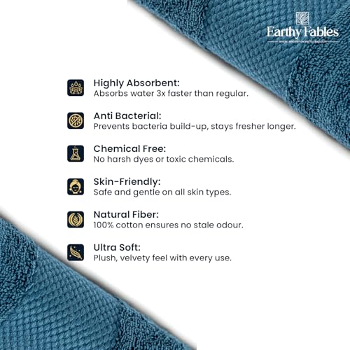 Earthy Fables Premium Face Towels - 100% Combed Cotton, 600 GSM, Ultra Soft, Quick Dry & Highly Absorbent, for Gym, Travel & Acne-Prone Skin, 30x30 cm, Set of 4 (Dark Teal) - Image 4