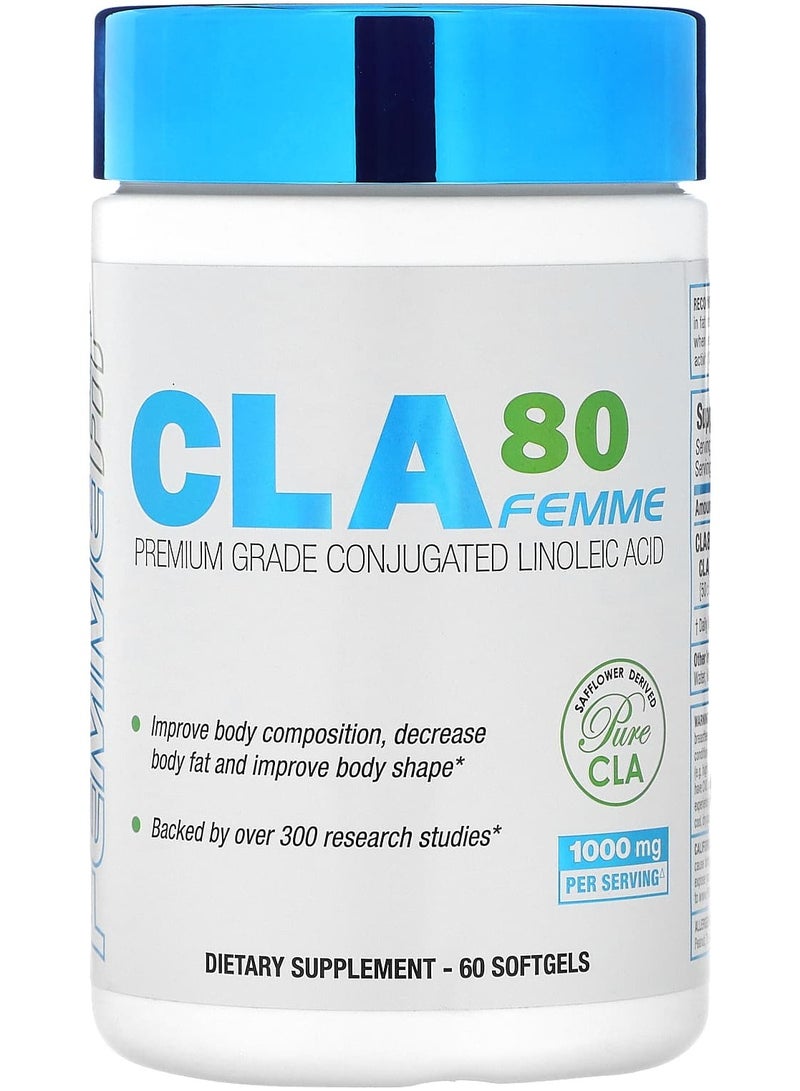 Allmax CLA80 Femme, Premium Grade Conjugated Linoleic Acid, 1,000 mg, 60 Softgels
