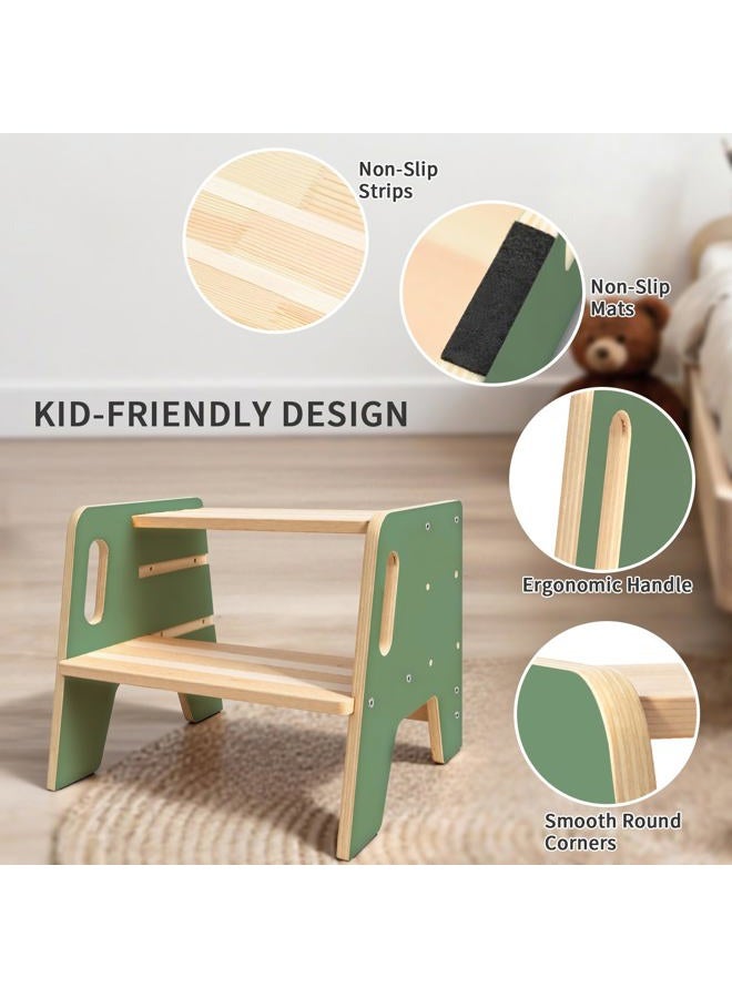 Wingyz Toddler Step Stool with Handles, Wooden Step stools for Kids, Durable 3-Level Height Adjustable Stepstool for Bathroom Sink, Kitchen, Bedroom,Potty Training - Image 3