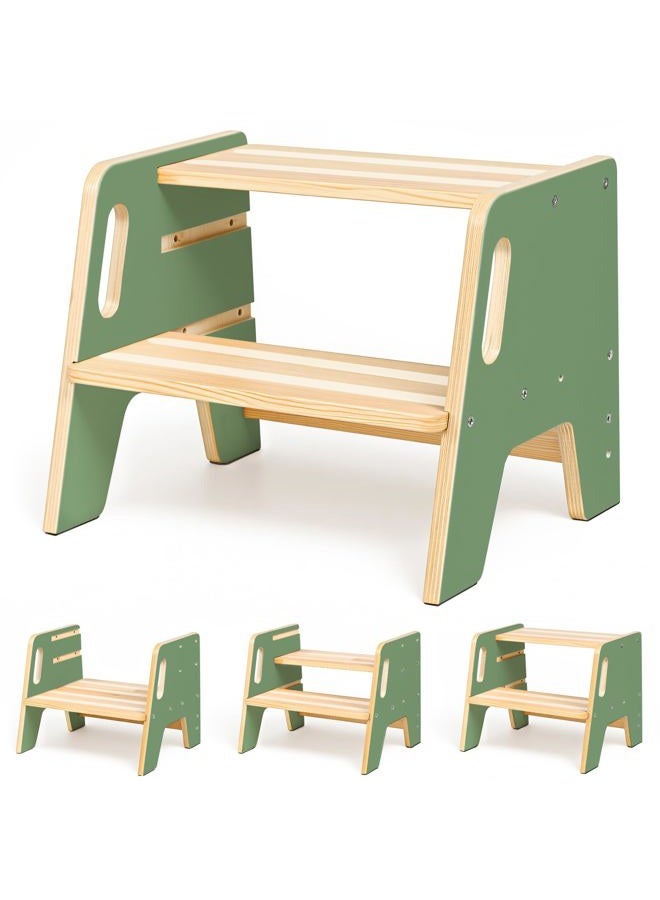 Wingyz Toddler Step Stool with Handles, Wooden Step stools for Kids, Durable 3-Level Height Adjustable Stepstool for Bathroom Sink, Kitchen, Bedroom,Potty Training - Image 1