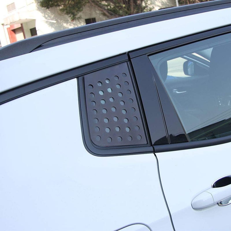 JeCar Rear Triangle Glass Decor Cover Aluminum Alloy Panel Trim for Jeep Compass 2017-2020 (Black) - Image 2