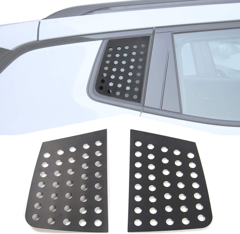 JeCar Rear Triangle Glass Decor Cover Aluminum Alloy Panel Trim for Jeep Compass 2017-2020 (Black) - Image 1