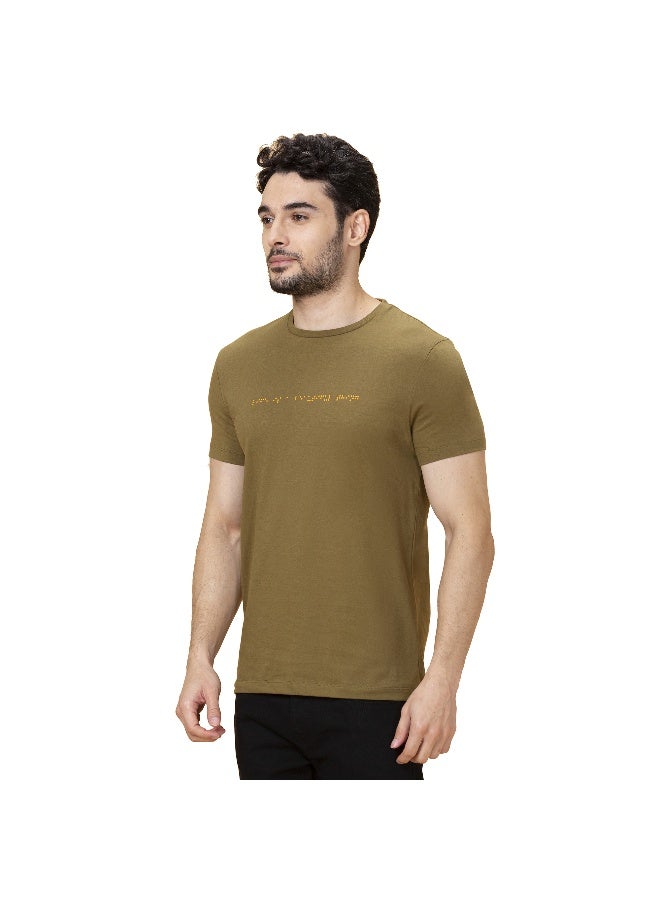 Being Human تي شيرت رجالي بأكمام قصيرة و ياقة دائرية زيتوني - Image 4
