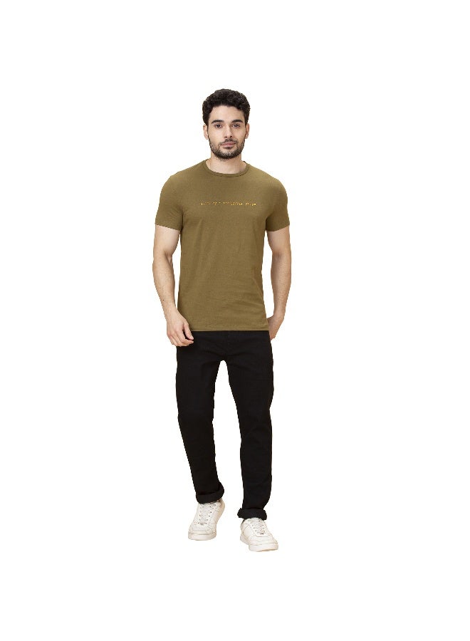 Being Human تي شيرت رجالي بأكمام قصيرة و ياقة دائرية زيتوني - Image 2