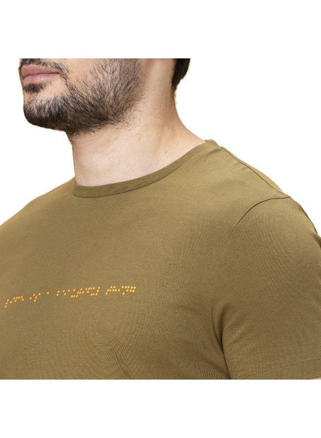 Being Human تي شيرت رجالي بأكمام قصيرة و ياقة دائرية زيتوني - Image 5