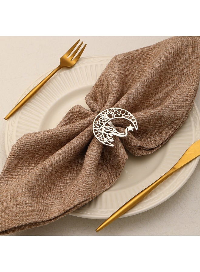 حلقات مناديل رمضان ذهبية معدنية 4 قطع لحامل مناديل لحفلة عيد مبارك - Image 4