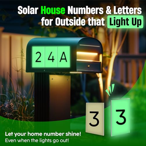 GLO-X House Numbers for Outside Light Up Solar - Solar House Numbers for Outside on Mailbox or Sign - Glow In The Dark Lighted Number 3 - Illuminated for Easy Address Discovery - Image 2
