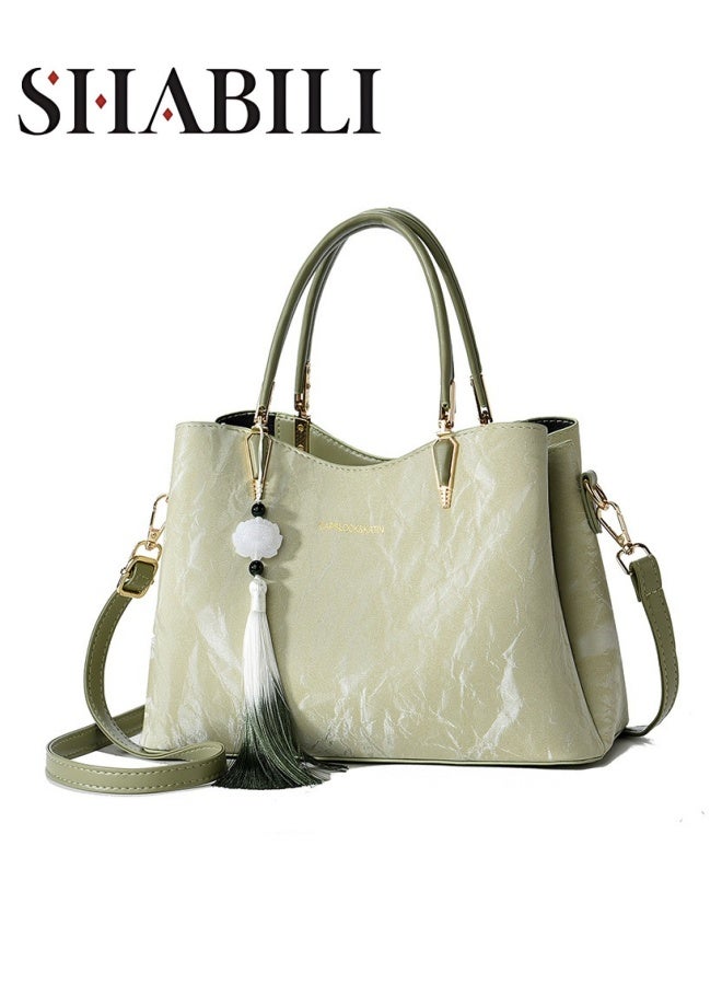 SHABILI Women's Fashion Large Capacity Shoulder Bags, Ladies Tassel Charm Handbag Tote Bags Clutch Bag Phone Bag, PU Leather Crossbody Bag Satchel Bag Beach Bag Carry Bag for College Students and Teenagers - Image 1