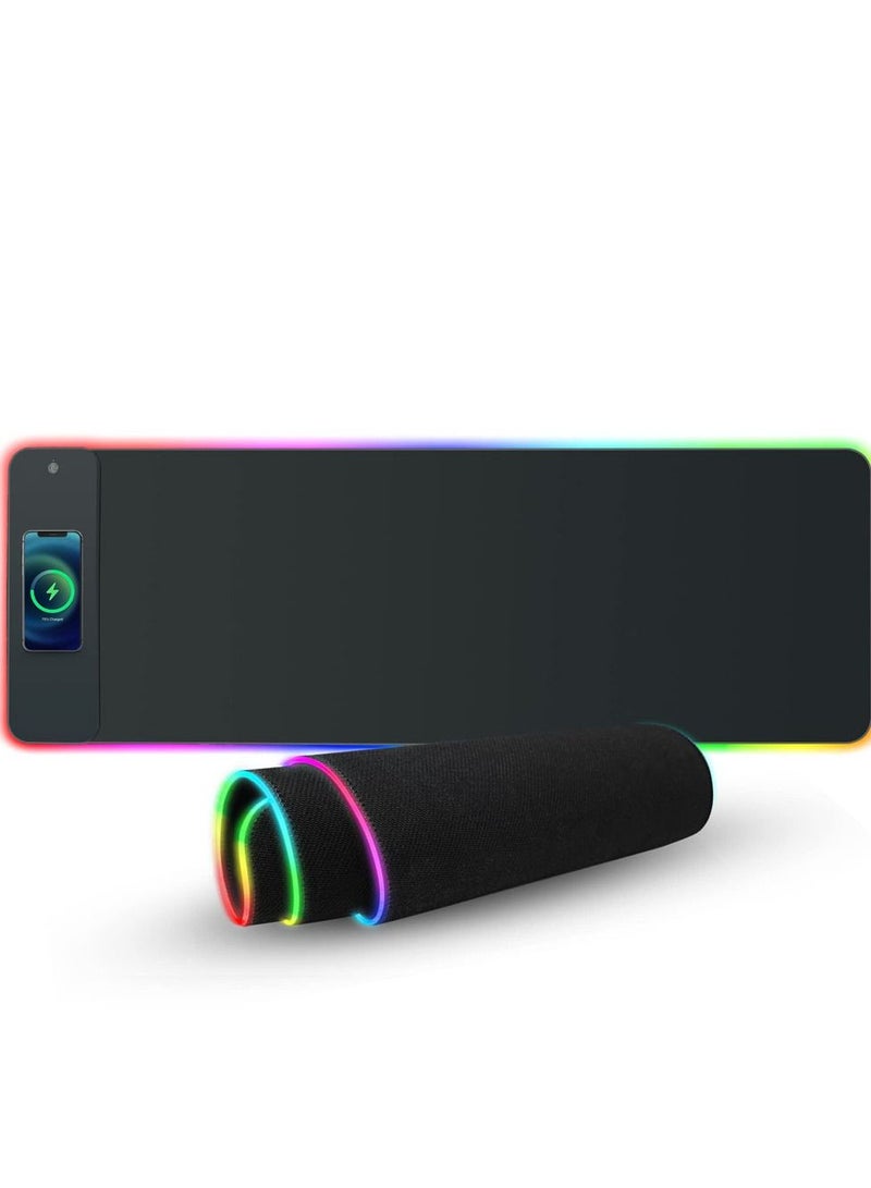 SYOSI Mouse Pad, Gaming Large Mouse Pads for Keyboard and Mouse Extended RGB Mouse Mat, 10 Lighting Modes, Waterproof, Non-Slip Rubber Base Mousepads for Desk Computer PC Laptop (31.4 X 12 Inch) - Image 1