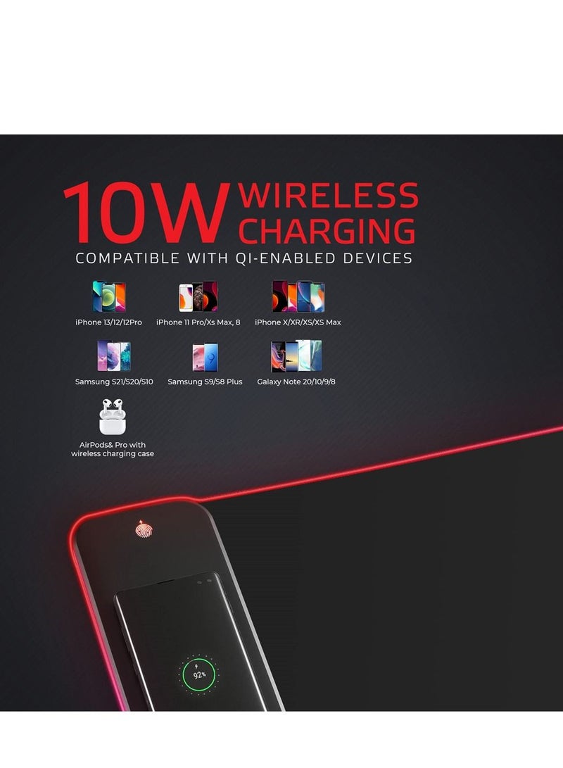 SYOSI Mouse Pad, Gaming Large Mouse Pads for Keyboard and Mouse Extended RGB Mouse Mat, 10 Lighting Modes, Waterproof, Non-Slip Rubber Base Mousepads for Desk Computer PC Laptop (31.4 X 12 Inch) - Image 4