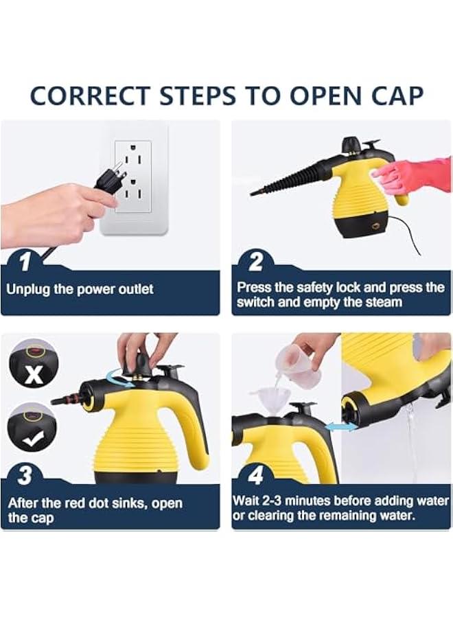 HOOKOR Handheld Steam Cleaner, Steamer for Cleaning, 1050W Multipurpose Portable Steam Cleaners,for Home Use with 9 PCS Accessory Kit to Remove Grime for Kitchen Sofa Bathroom Car Window - Image 4