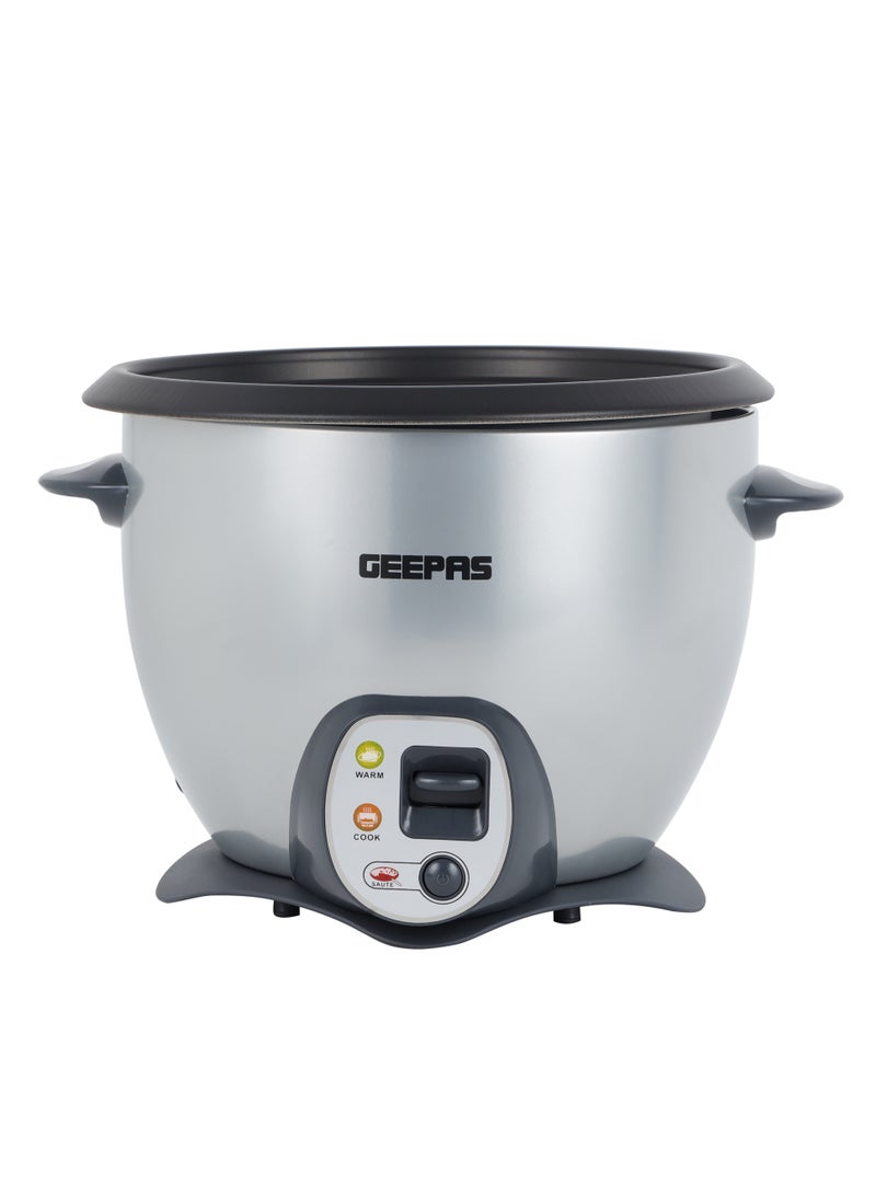 GEEPAS 1.8 L Multifunction Rice Cooker 700 W | Durable Construction, Removable Non-Stick Pot, Cool Touch Handle| Includes Sauté, Cook, Keep Warm, Steam Functions| Perfect for Quinoa, Risotto, Vegetables, Soups, Sauces, Eggs, etc.| 2 Years Warranty GRC4308N 1.8 L 700 W GRC4308 Silver & Grey - Image 3