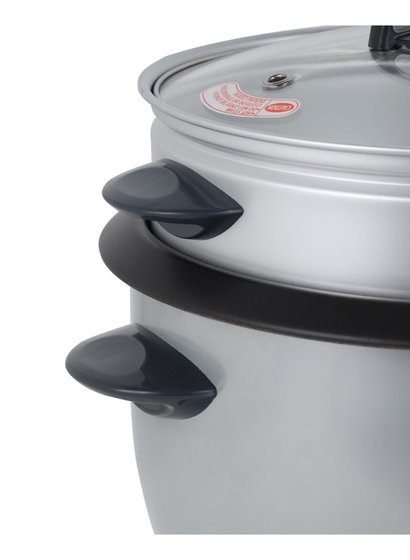 GEEPAS 1.8 L Multifunction Rice Cooker 700 W | Durable Construction, Removable Non-Stick Pot, Cool Touch Handle| Includes Sauté, Cook, Keep Warm, Steam Functions| Perfect for Quinoa, Risotto, Vegetables, Soups, Sauces, Eggs, etc.| 2 Years Warranty GRC4308N 1.8 L 700 W GRC4308 Silver & Grey - Image 4