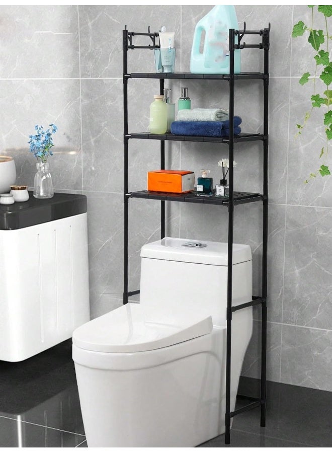 SAFENHAND 3 Tier Over the Toilet Rack, Sturdy Toilet Rack No Drill, Over Toilet Shelves For Commode Storage, Space Saving Bathroom Stand Organizer, Easy Assembly, Black  - Image 1