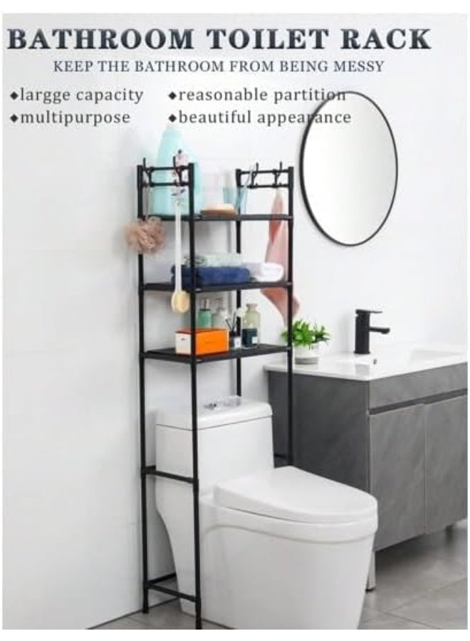 SAFENHAND 3 Tier Over the Toilet Rack, Sturdy Toilet Rack No Drill, Over Toilet Shelves For Commode Storage, Space Saving Bathroom Stand Organizer, Easy Assembly, Black  - Image 4