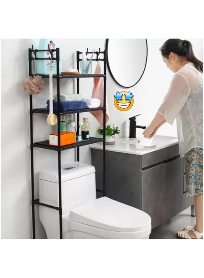 SAFENHAND 3 Tier Over the Toilet Rack, Sturdy Toilet Rack No Drill, Over Toilet Shelves For Commode Storage, Space Saving Bathroom Stand Organizer, Easy Assembly, Black  - Image 3