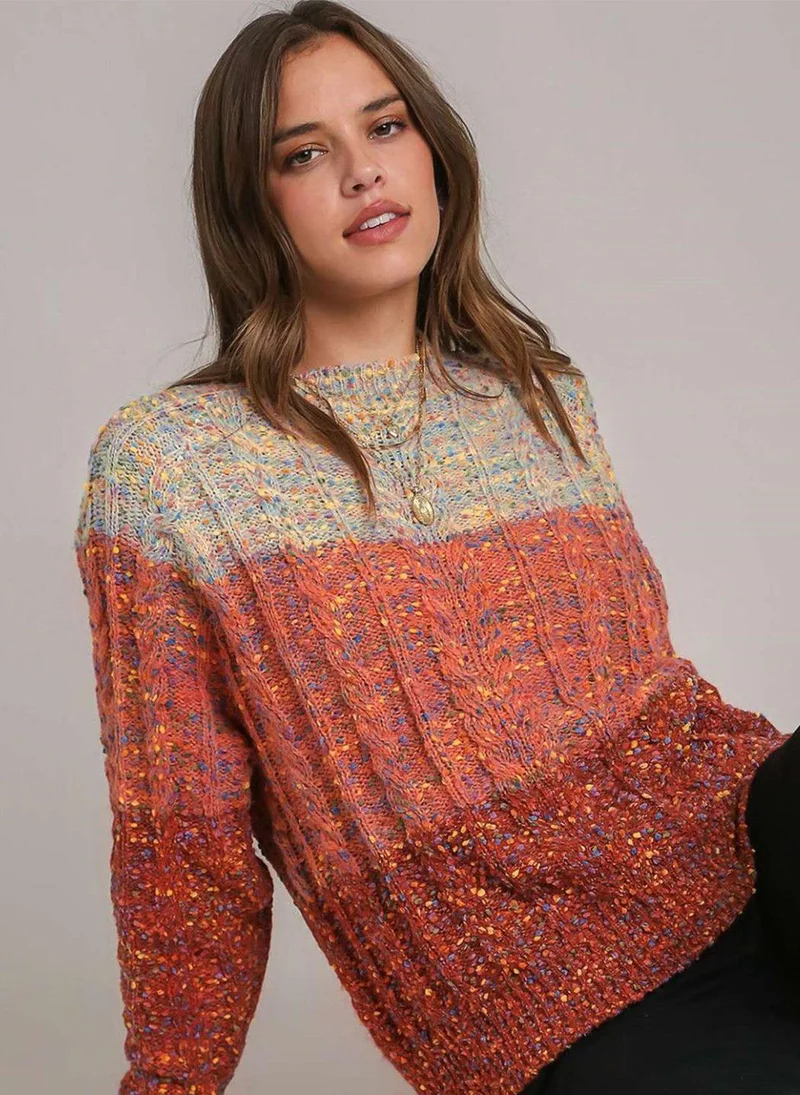 YUNIQEE Maroon  Colourblocked Round Neck Long Sleeves Pullover