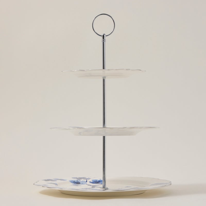 لا ميسا حامل الكيك بورسلان بثلاث أدوار من لا ميسا باللون الأبيض والأزرق - Image 2