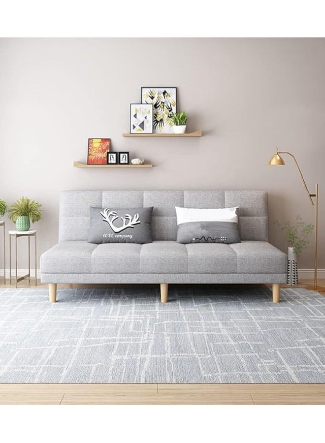Armless Sofa Bed with Tight-Back Design in modern Blend Fabric (Grey)