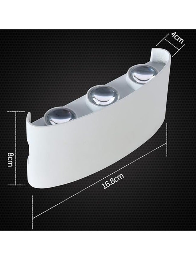ESNCO أضواء جدارية خارجية من الألمنيوم 6.6 بوصة، 6 واط مصباح جداري LED، أبيض دافئ 3000 كيلفن، تيار متردد 85-265 فولت، مقاوم للماء IP65 مصباح جداري للأعلى والأسفل للإضاءة في الشرفة، السياج، الحديقة (جسم أبيض) - Image 5