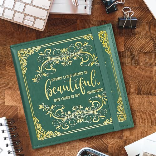 CWEGSJ Valentine Day Gift for Couple,Love Story Magnetic Self-Stick Page Photo Album for 3x5 4x6 5x7 Pictures,Wedding Anniversary Engagement gift.(Album Love Story-Dark Green) - Image 3