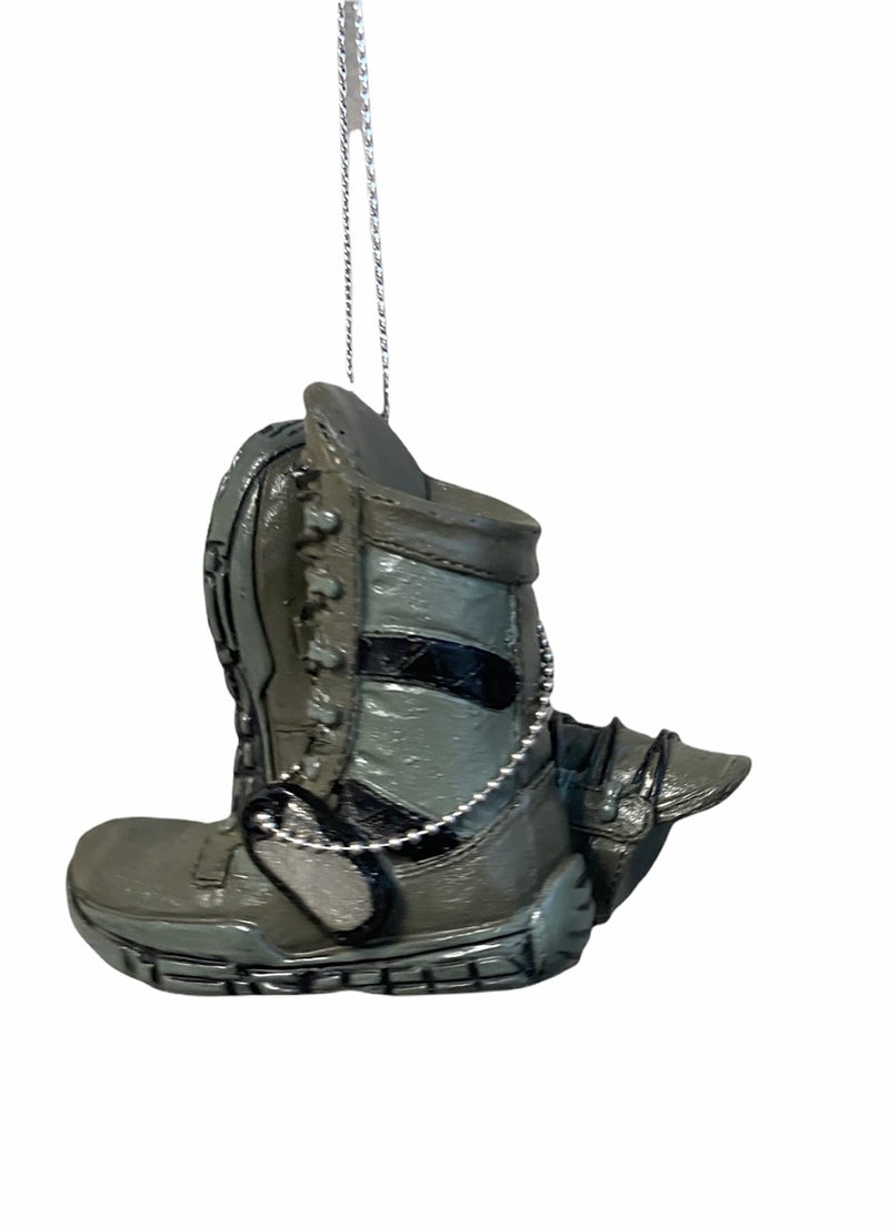 Midwest CBK Midwest-CBK Air Force Boot Military Grey Resin Stone 3 x 3 Christmas Decorative Hanging Ornament - Image 1