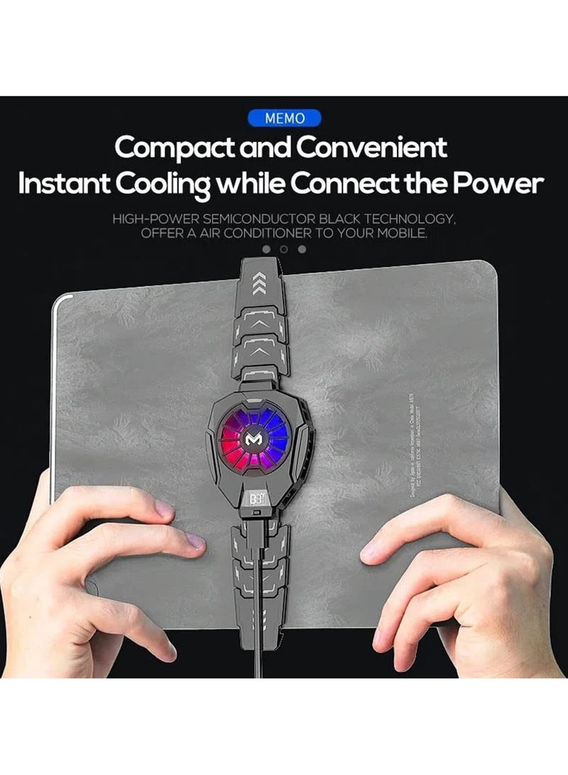 Loquat Memo Tablet Gaming Cooler iPad Tablet Radiator Semiconductor Gaming Cooling Fan Tablet Cooler with RGB light for Gamer - Image 2