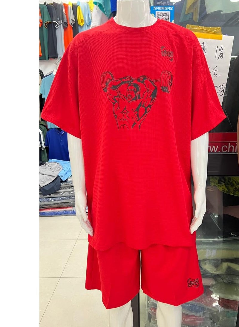 ALCOACH Men's Cotton Sports T-Shirt and Comfortable Shorts Set - Perfect for Gym Training Running and Outdoor Outings  - Image 2