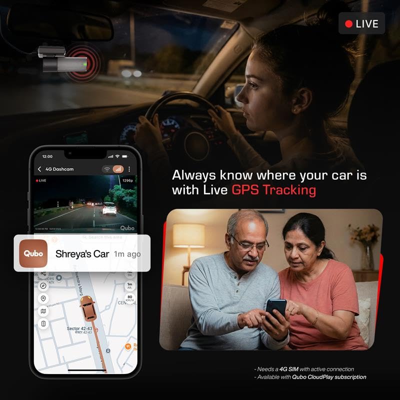 Qubo Dashcam 4G Live by Hero Group [New Launch] | Remote Live View I GPS Tracking & Smart Alerts | 2K QHD | FOV | Wi-Fi & App Control | Supports Upto 1TB SD Card  | 1-Year Free Cloud Subscription - Image 5