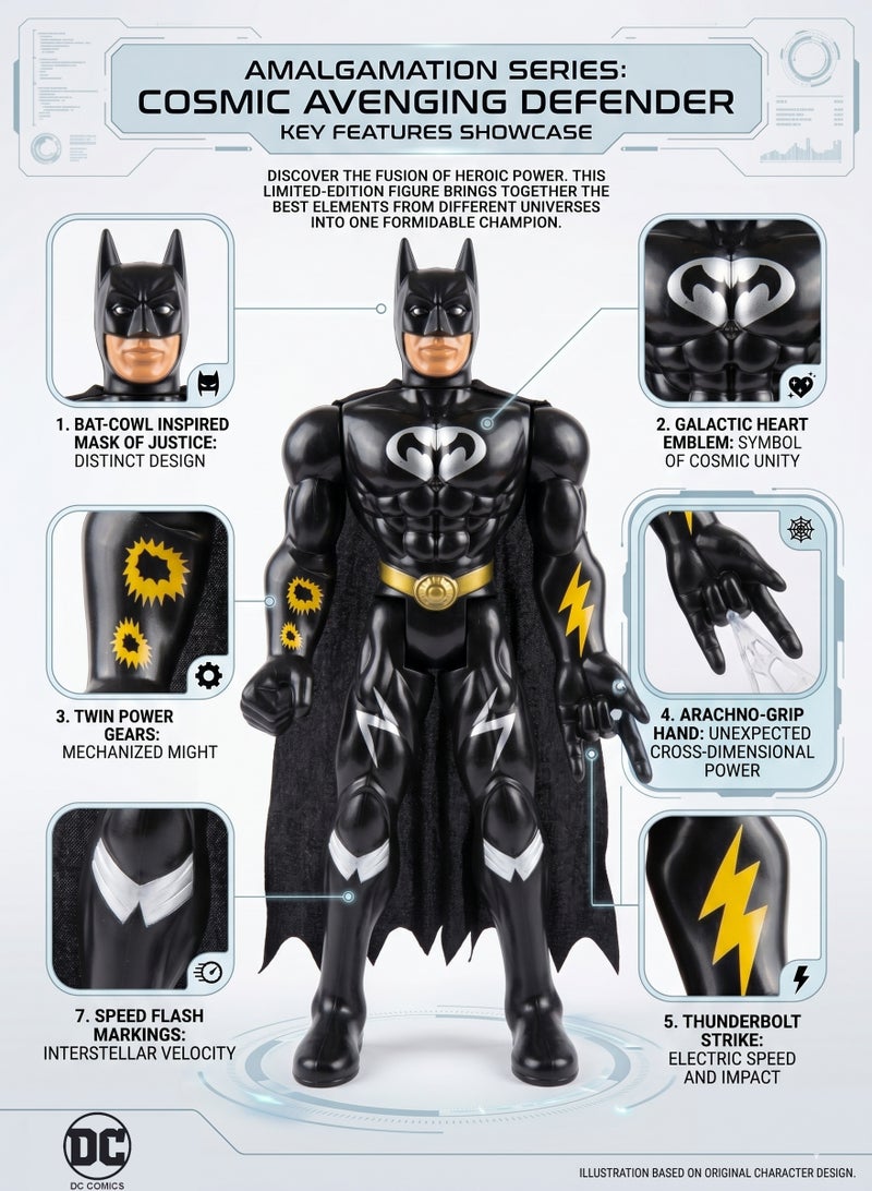 DC Comics 42cm Giant Batman Superhero Action Figure – 17-Inch Large Scale Superhero Toy with Active Reactor Core LED Lights & Sounds | Justice League Guardian Figure with Fabric Cape & Unique Gauntlet Designs | Best Birthday & Eid Gift for Kids Ages 3+ - Image 3