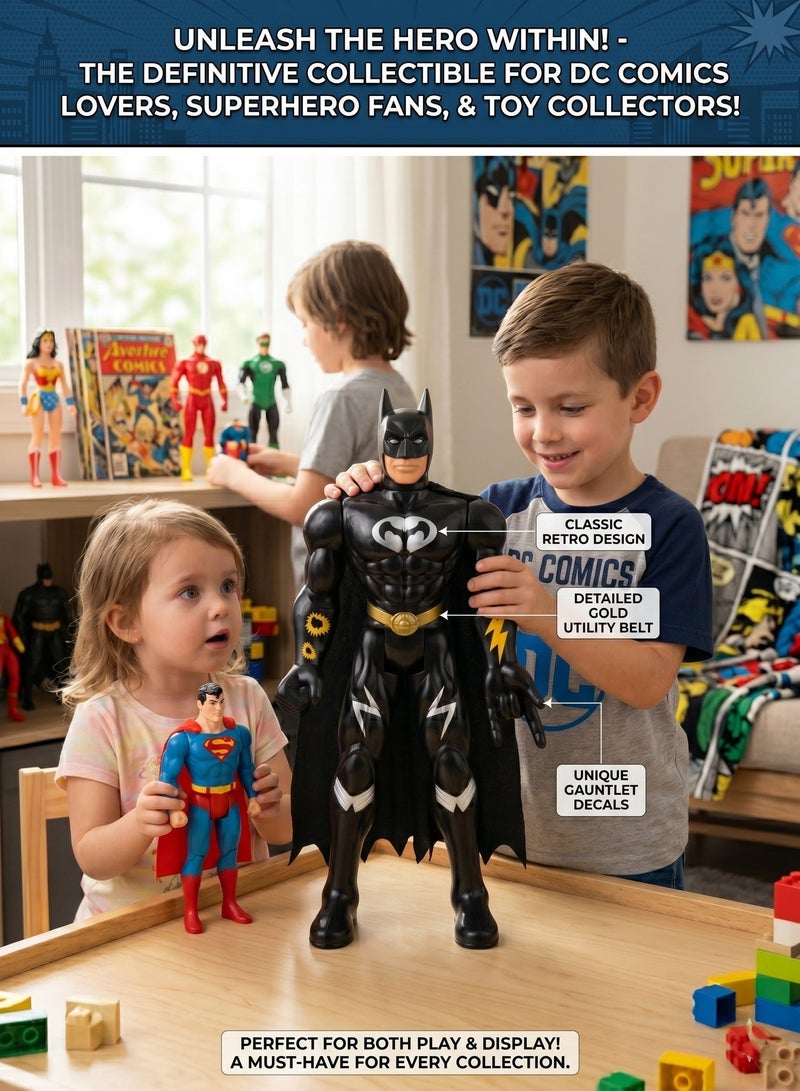 DC Comics 42cm Giant Batman Superhero Action Figure – 17-Inch Large Scale Superhero Toy with Active Reactor Core LED Lights & Sounds | Justice League Guardian Figure with Fabric Cape & Unique Gauntlet Designs | Best Birthday & Eid Gift for Kids Ages 3+ - Image 5