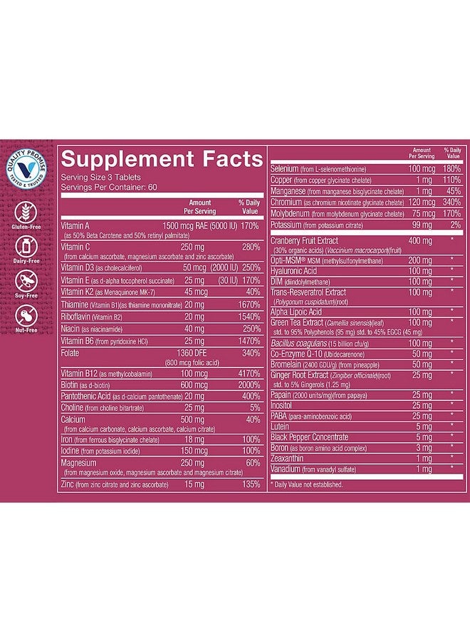 The Vitamin Shoppe Ultimate Woman Gold Multivitamin - with Iron, B Vitamins & Vitamin D3 and More to Support Energy Production, Bone & Immune Health - Gluten Free Multi-Mineral (180 Tablets) - Image 4