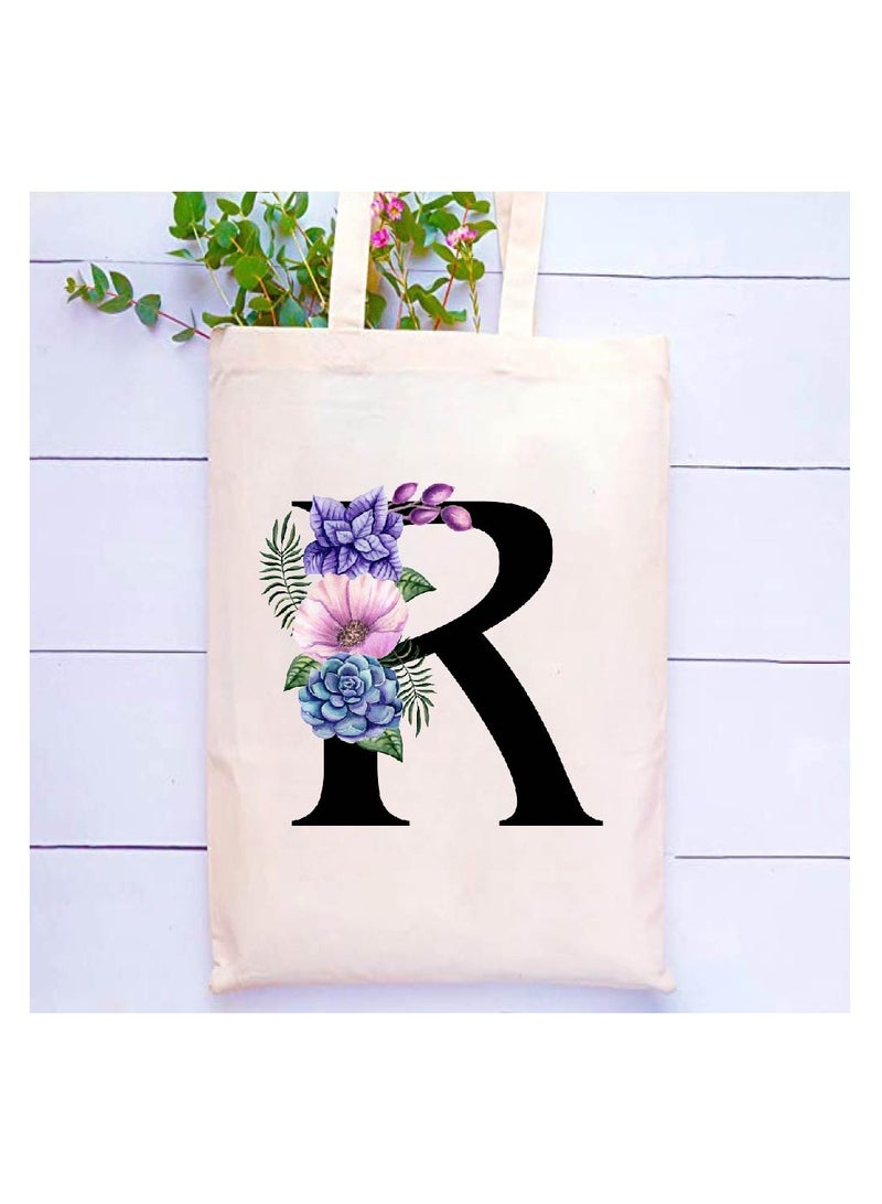 PRINTSHOP4ME Initial Letters Canvas Cotton Tote Bag, Cosmetic Pouch, and Stainless Steel Travel Mug - A Stylish Pack of 3 Combo Set for Girls - Gift for wedding - Gifts for girls - Gift for friends  - Image 2