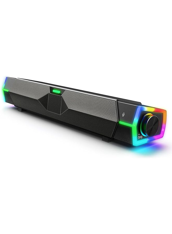 Excefore Computer Speakers For Pc Desktop Monitor Dynamic Rgb Bluetooth Soundbar Bluetooth And Usb Powered Pc Speakers With Microphone Hifi Stereo Gaming Speakers For Desktop - Image 1