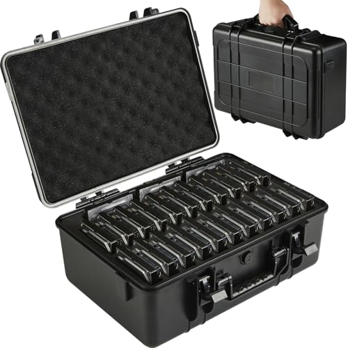 YDEPLVEO Hard Drive Case Fits 25-Bay Protection 3.5" HDD | High-Density Protective Foam | External Hard Drive Organizer Storage Box Travel Carrying Suitcase with Handle - Image 1