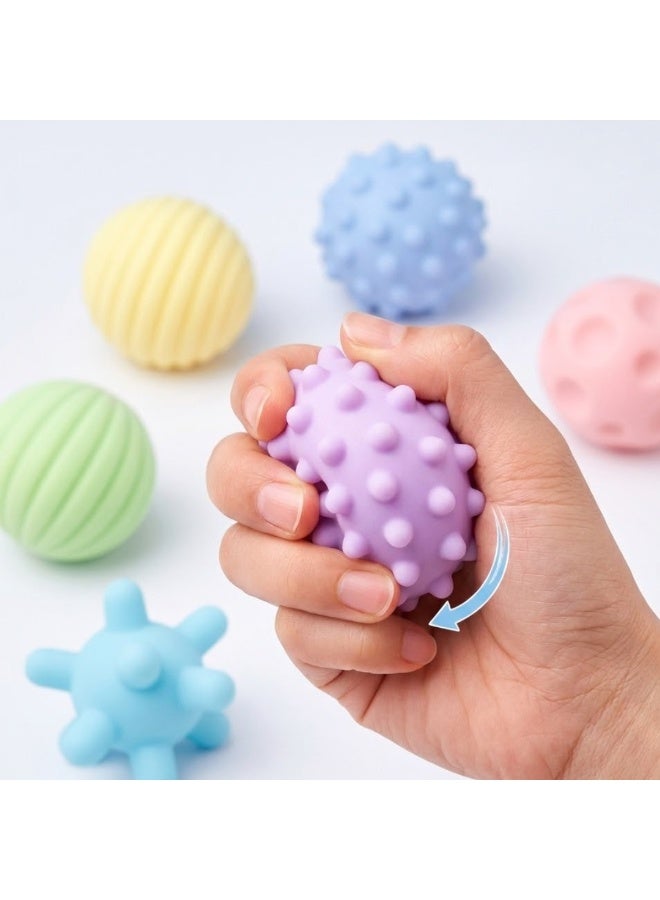طلال مجموعة من 6 كرات بلاستيكية ناعمة لتخفيف التوتر - كرات تدليك حسية ذات ملمس مميز لعلاج اليدين، وتخفيف القلق، وتقوية قبضة اليد، ولعبة استرخاء للأطفال والكبار - متعددة الألوان - Image 2