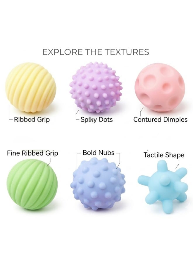 طلال مجموعة من 6 كرات بلاستيكية ناعمة لتخفيف التوتر - كرات تدليك حسية ذات ملمس مميز لعلاج اليدين، وتخفيف القلق، وتقوية قبضة اليد، ولعبة استرخاء للأطفال والكبار - متعددة الألوان - Image 4