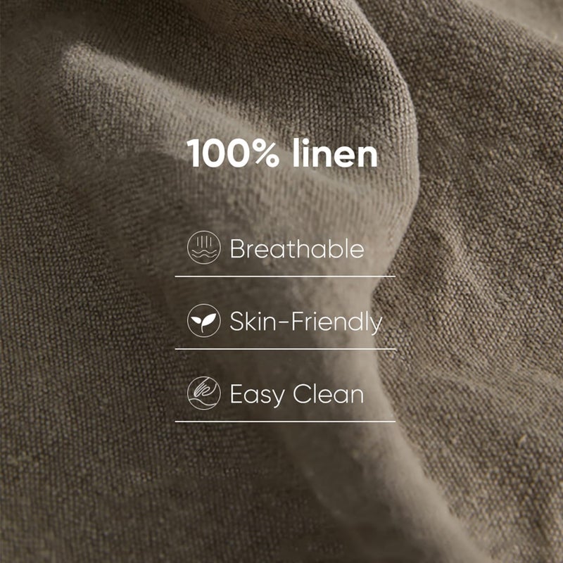 MINUPWELL 100% Pure Linen Blanket,100% Natural Flax Linen Throw Blanket, 79"x63" French Linen Fabric,Soft,Breathable and Skin-Friendly Bed Blanket - Linen Color - Image 3