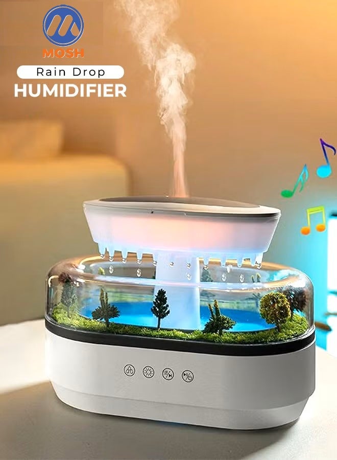 MOSH Rain Cloud Diffuser and Humidifier, Aromatherapy Essential Oil Diffuser with Water Drip Effect, White Noise, Zen Night Light and Sleep Therapy, Ultimate Relaxation and Stress Relief for Home and Office, 250ml - Image 1