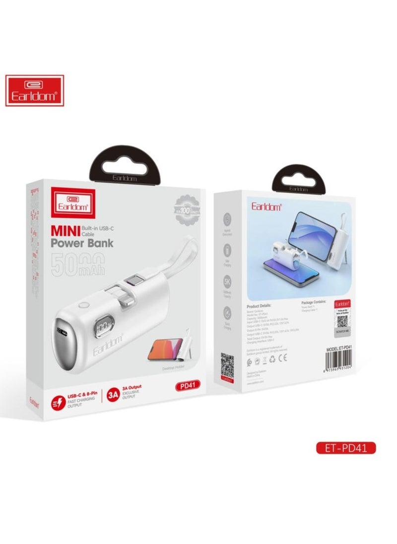 Earldom Mini 5000mAh Powerbank PD41 | 22.5W Fast Charging Portable Charger for Smartphones & Devices | Compact, Lightweight, High-Performance, Ultra-Fast Charging Power Bank for Travel & Daily Use | Powerbank for iPhone, Samsung & More - Image 4