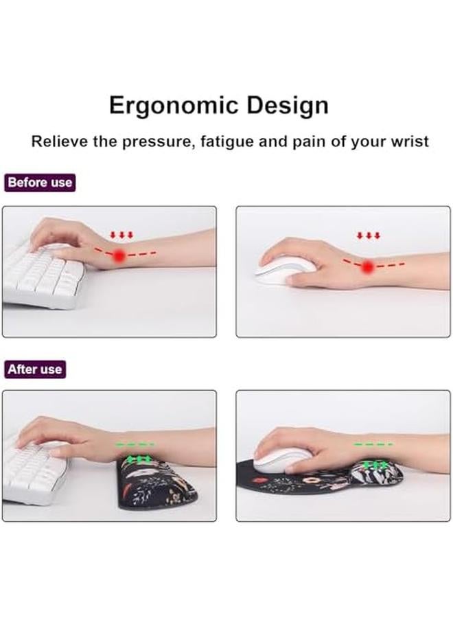 erorex Mouse Pad With Wrist Rest And Keyboard Wrist Rest Set Memory Foam Wrist Rest For Computer Keyboard Easy Typing Pain Relief Mouse Pad Wrist Support For Gaming Office Laptop Garden Flower - Image 2