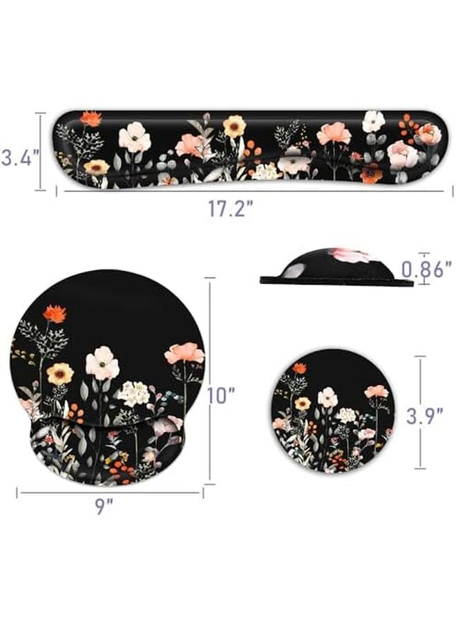 erorex Mouse Pad With Wrist Rest And Keyboard Wrist Rest Set Memory Foam Wrist Rest For Computer Keyboard Easy Typing Pain Relief Mouse Pad Wrist Support For Gaming Office Laptop Garden Flower - Image 4