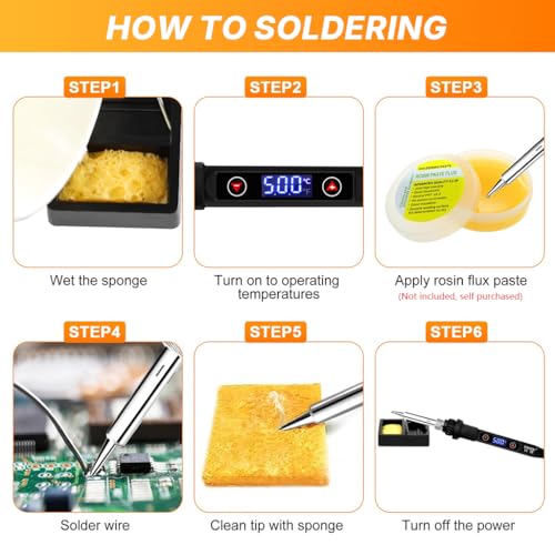 Serplex® 12-in-1 Soldering Iron Tool Kit 80W Fast Heat up LCD Soldering Gun Welding Tools with ON/OFF Switch, 180-500°C Adjustable Temp Range, Includes Tips, Desoldering Pump, Stand, Tweezers - Image 5