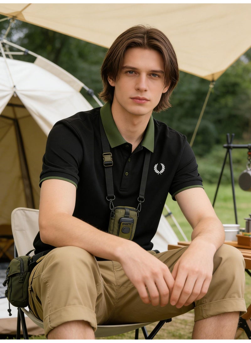 فريد بيري Fred Perry double-pointed Polo shirt | men's Polo shirt with green collar, classic and modern style, creating eternal leisure fashion. - Image 1