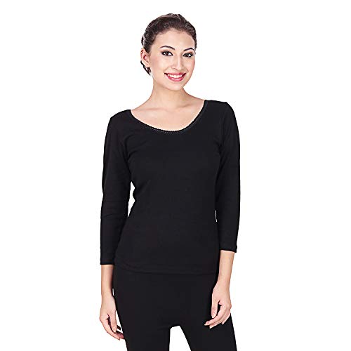 Splash Women's Thermal Winter Wear Set - 3/4th Sleeve Thermal Upper & Lower Black - Image 2